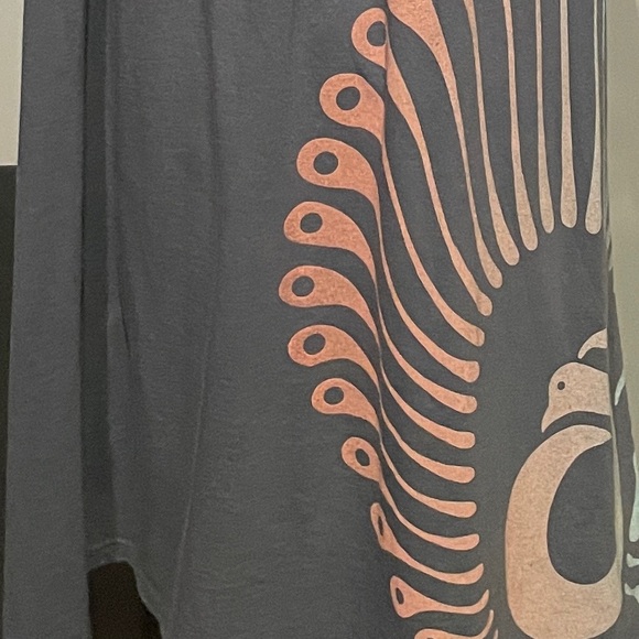 O’Neill blue with orange peacock pattern maxi dress, Size Medium - Picture 3 of 5